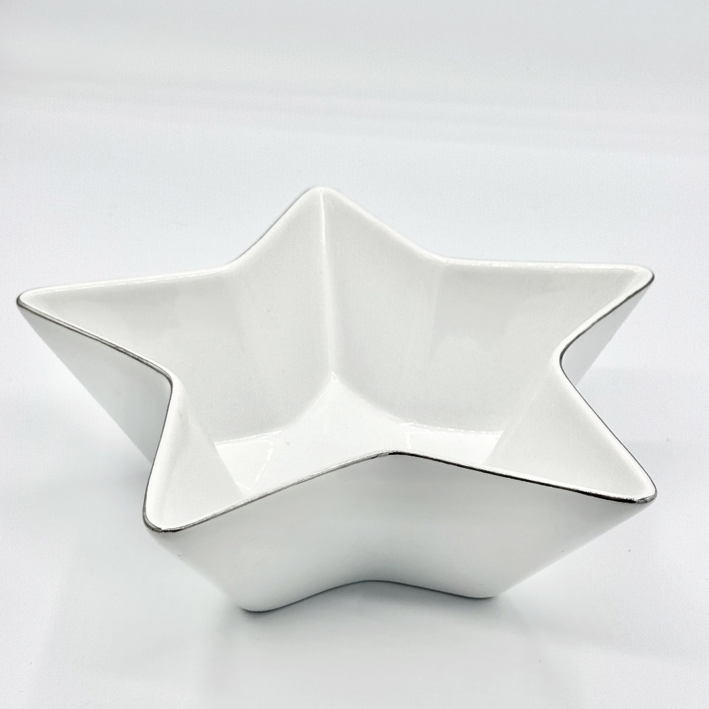 Food Network | VTG White Silver "Eat Drink Be Merry" STAR Snack Dish